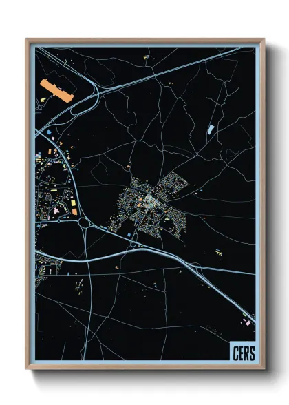 Une affiche de carte sur Cers