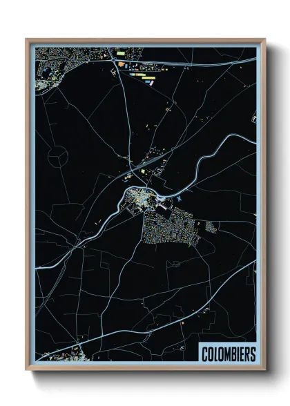 Une affiche de carte sur Colombiers