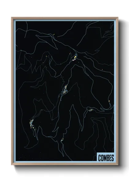 Une affiche de carte sur Combes