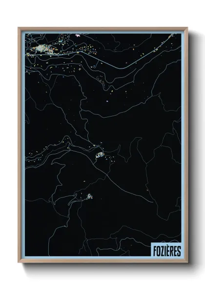 Une affiche de carte sur Fozières