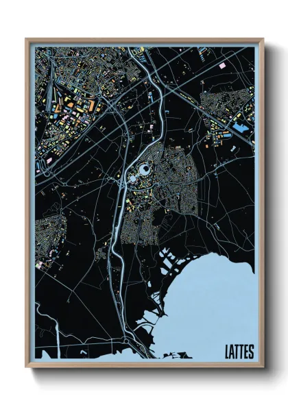 Une affiche de carte sur Lattes