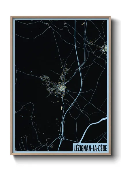 Une affiche de carte sur Lézignan-la-Cèbe