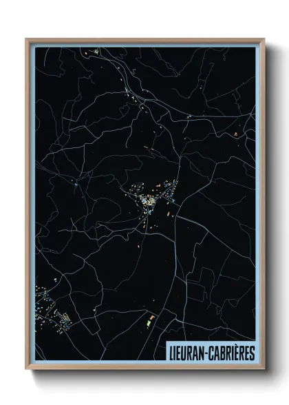 Une affiche de carte sur Lieuran-Cabrières