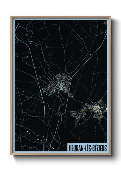 Une affiche de carte sur Lieuran-lès-Béziers