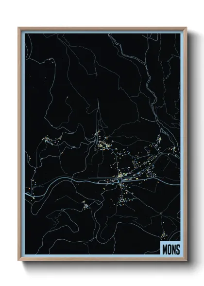 Une affiche de carte sur Mons