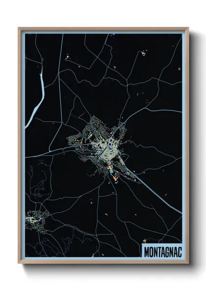 Une affiche de carte sur Montagnac