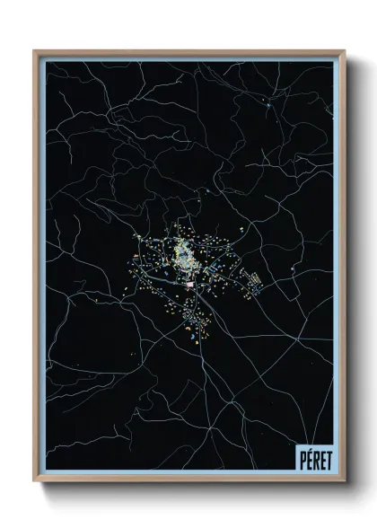 Une affiche de carte sur Péret