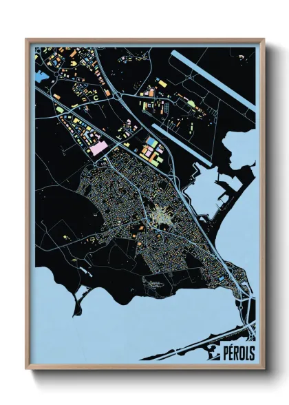 Une affiche de carte sur Pérols