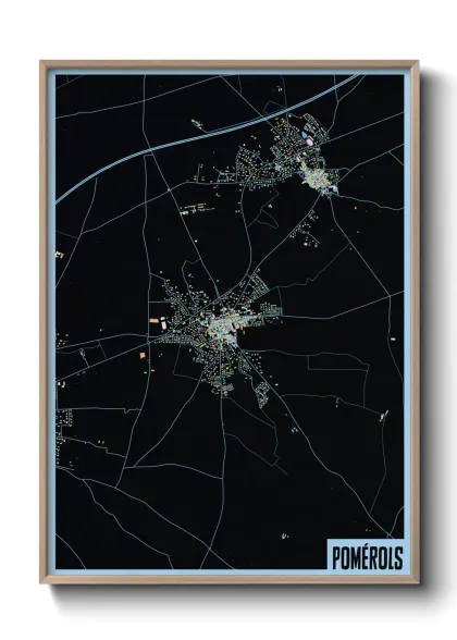 Une affiche de carte sur Pomérols