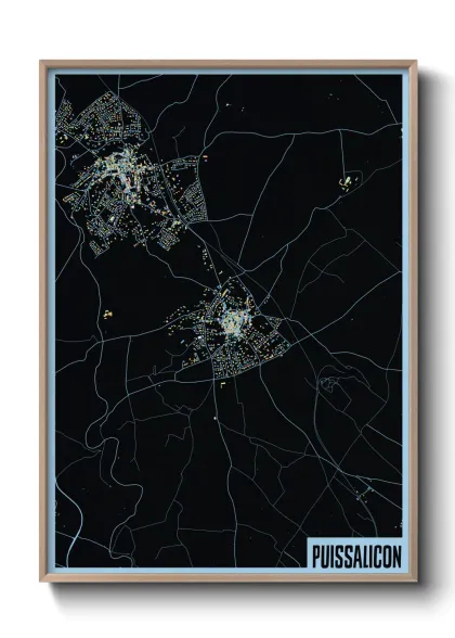 Une affiche de carte sur Puissalicon