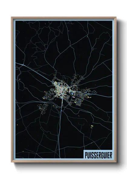 Une affiche de carte sur Puisserguier