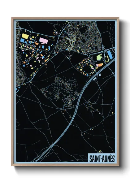 Une affiche de carte sur Saint-Aunès