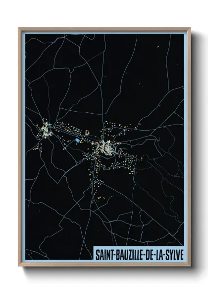 Une affiche de carte sur Saint-Bauzille-de-la-Sylve