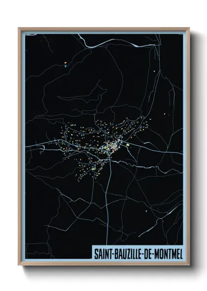 Une affiche de carte sur Saint-Bauzille-de-Montmel