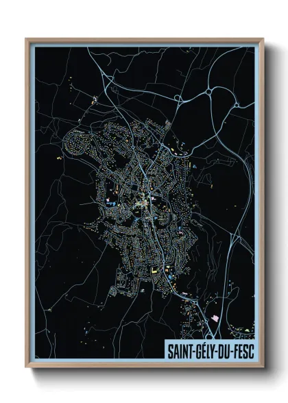 Une affiche de carte sur Saint-Gély-du-Fesc