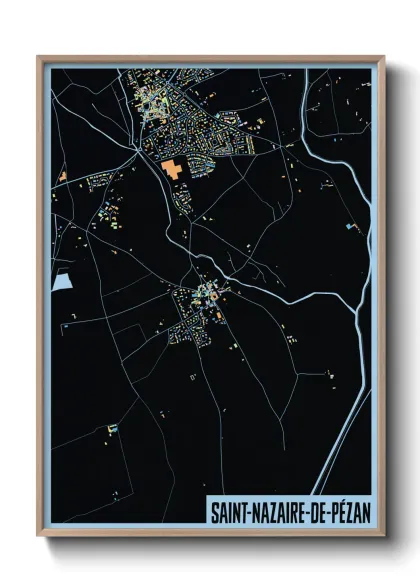 Une affiche de carte sur Saint-Nazaire-de-Pézan