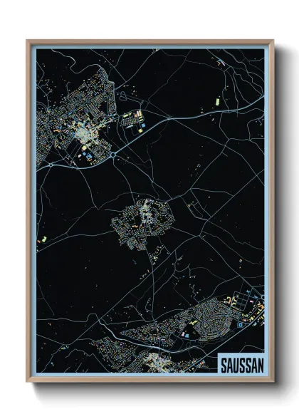 Une affiche de carte sur Saussan