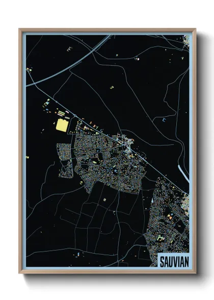 Une affiche de carte sur Sauvian