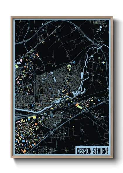 Une affiche de carte sur Cesson-Sévigné