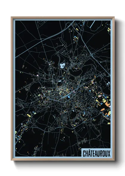 Une affiche de carte sur Châteauroux