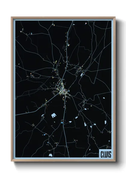 Une affiche de carte sur Cluis