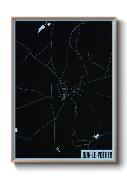 Une affiche de carte sur Dun-le-Poëlier