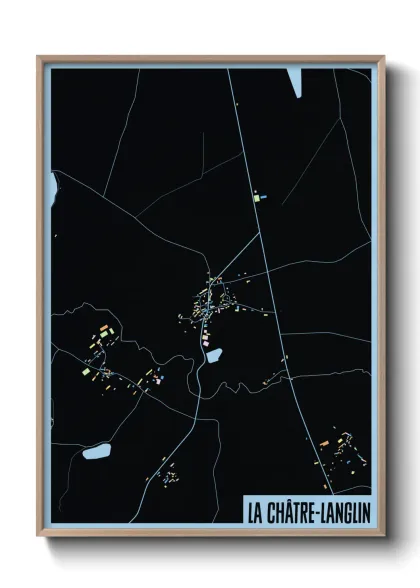 Une affiche de carte sur La Châtre-Langlin