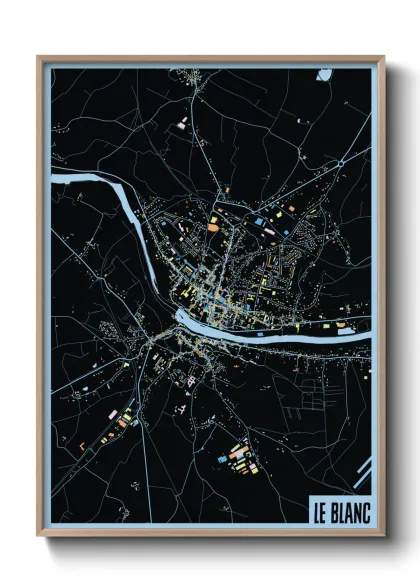 Une affiche de carte sur Le Blanc