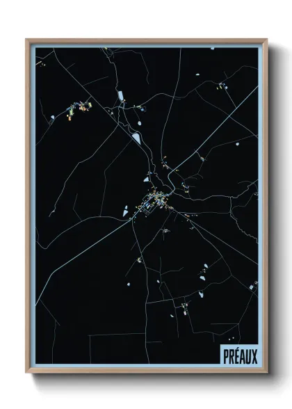 Une affiche de carte sur Préaux