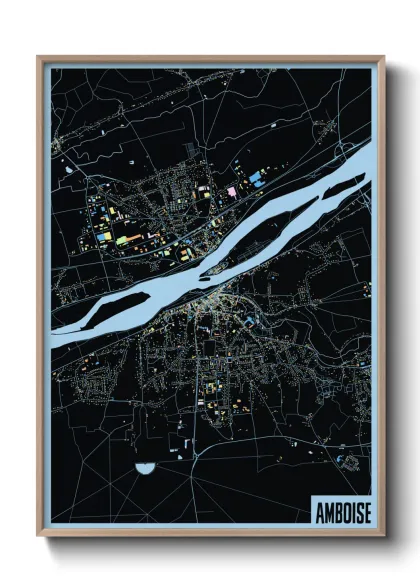 Une affiche de carte sur Amboise