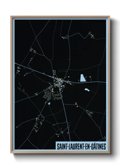 Une affiche de carte sur Saint-Laurent-en-Gâtines