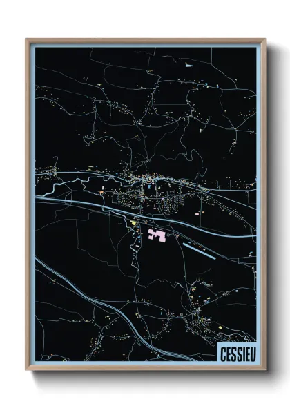 Une affiche de carte sur Cessieu