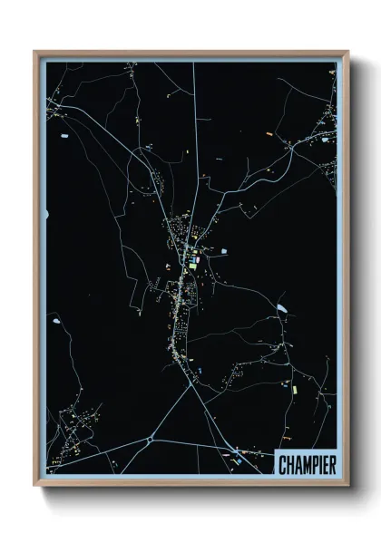 Une affiche de carte sur Champier