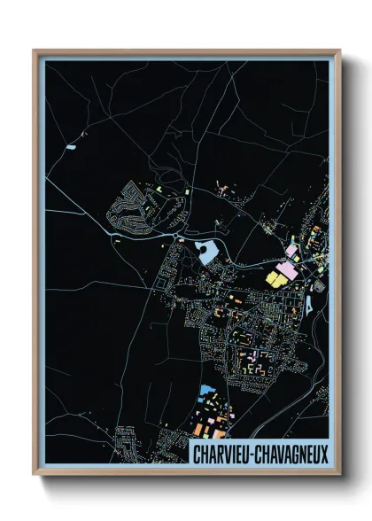 Une affiche de carte sur Charvieu-Chavagneux