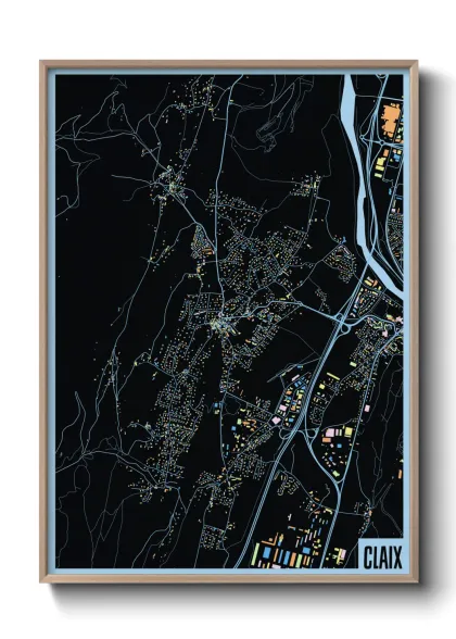Une affiche de carte sur Claix