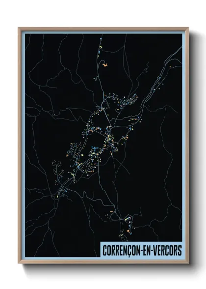 Une affiche de carte sur Corrençon-en-Vercors