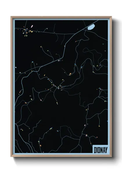 Une affiche de carte sur Dionay