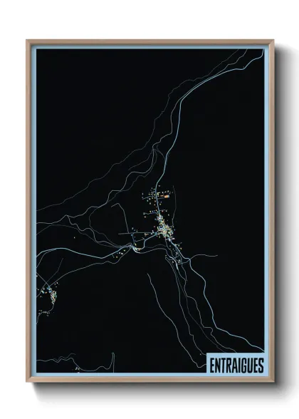 Une affiche de carte sur Entraigues