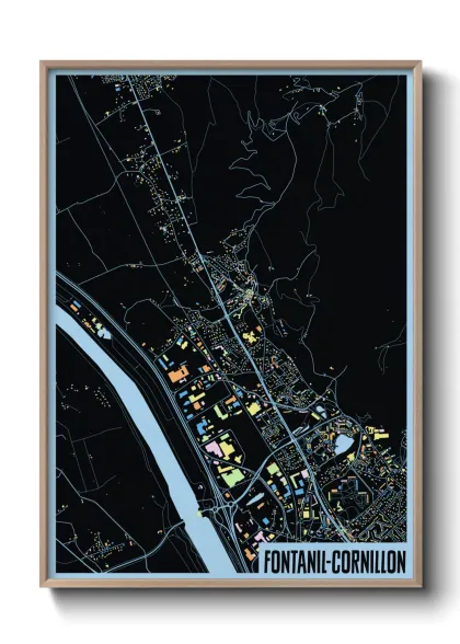 Une affiche de carte sur Fontanil-Cornillon