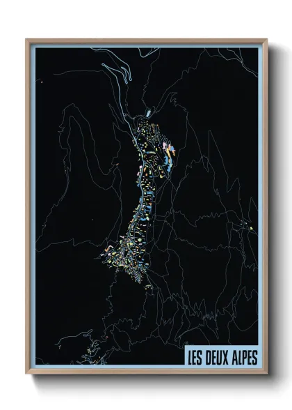Une affiche de carte sur Les Deux Alpes