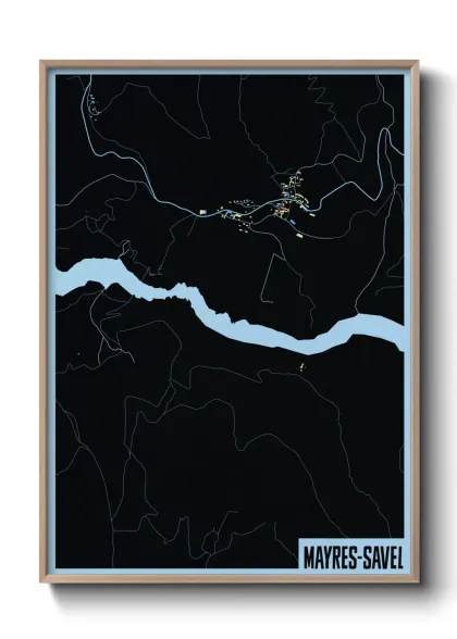 Une affiche de carte sur Mayres-Savel