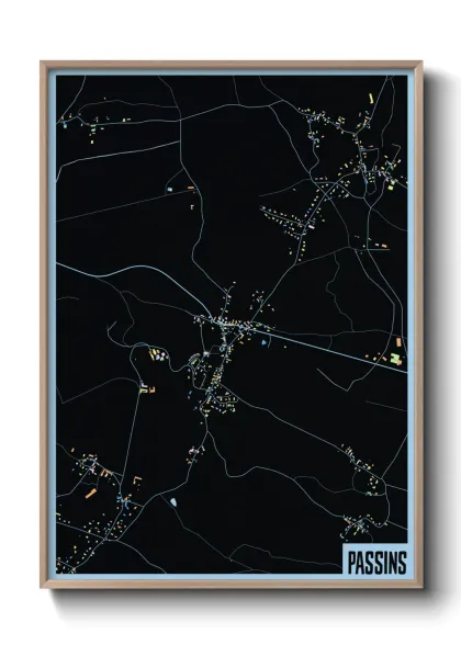 Une affiche de carte sur Passins