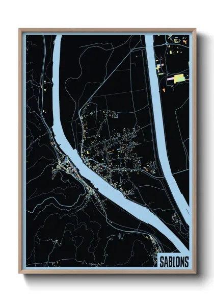 Une affiche de carte sur Sablons