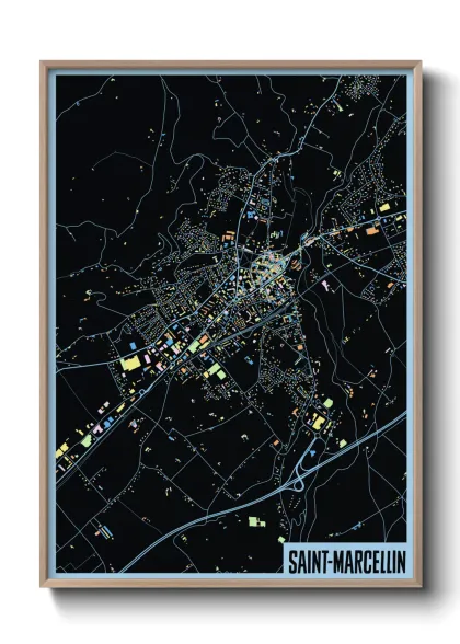 Une affiche de carte sur Saint-Marcellin