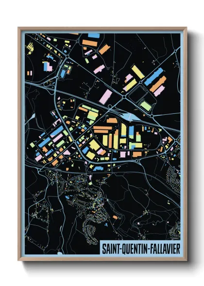 Une affiche de carte sur Saint-Quentin-Fallavier