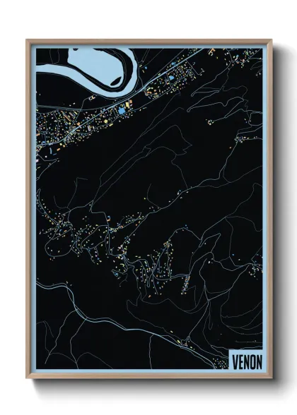 Une affiche de carte sur Venon