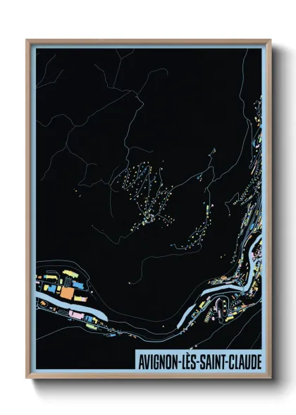 Une affiche de carte sur Avignon-lès-Saint-Claude