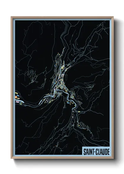 Une affiche de carte sur Saint-Claude