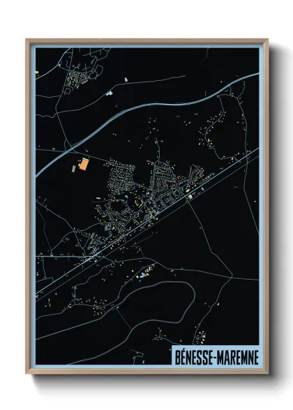 Une affiche de carte sur Bénesse-Maremne