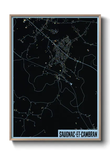 Une affiche de carte sur Saugnac-et-Cambran